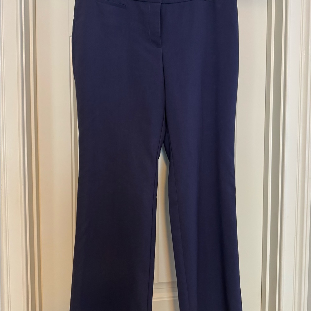 LOFT Blue Trousers with Straight Leg and Flat Waistband
